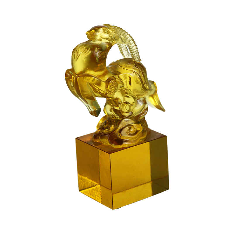 Guld gennemsigtig fåreformet glaskrystalforsegling