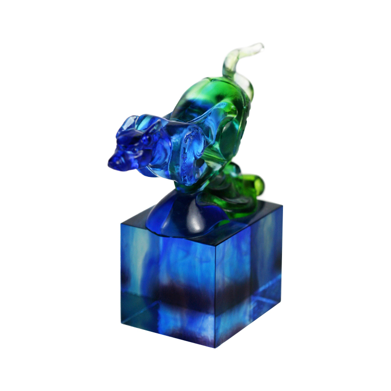 Blågrønt klassisk glas segl ornament