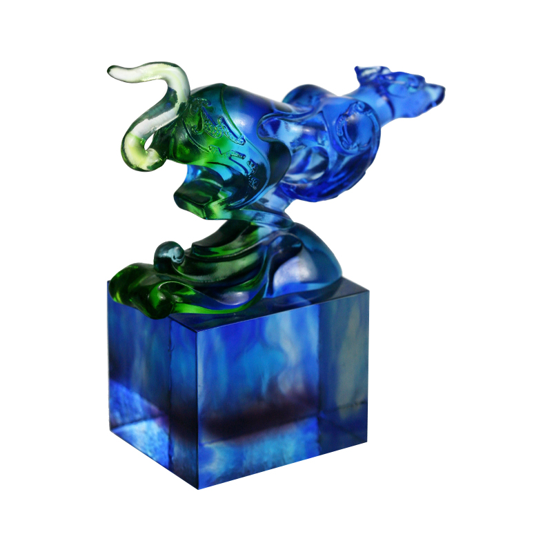 Blågrønt klassisk glas segl ornament