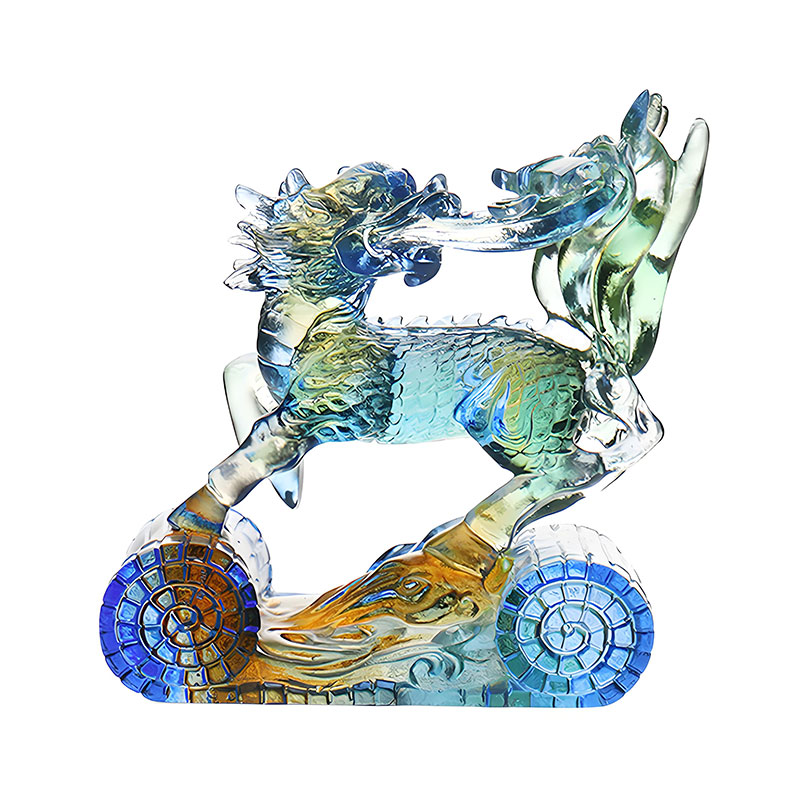 Wisdom Kirin Blå Amber Grøn Farvet Glas Krystal Ornament