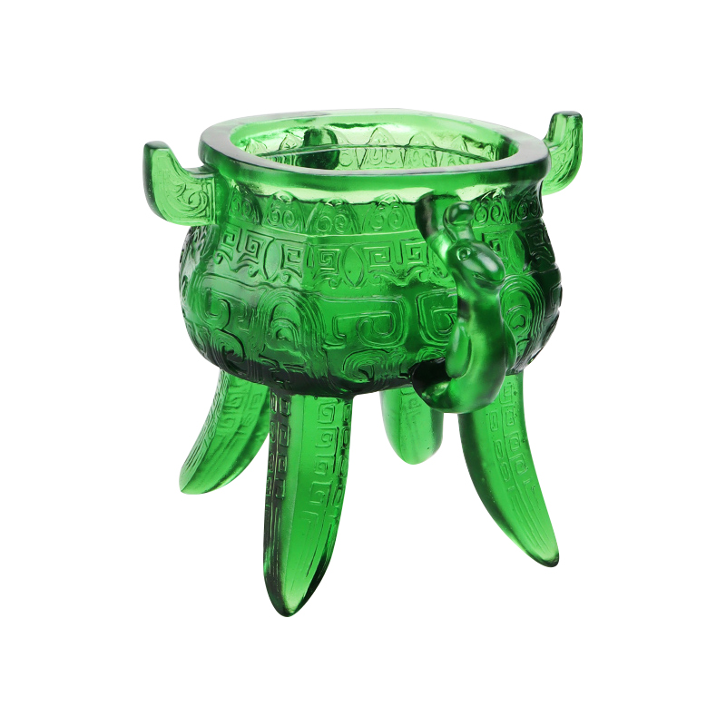 Smaragdgrønt krystalglasstativ med øreformede håndtag