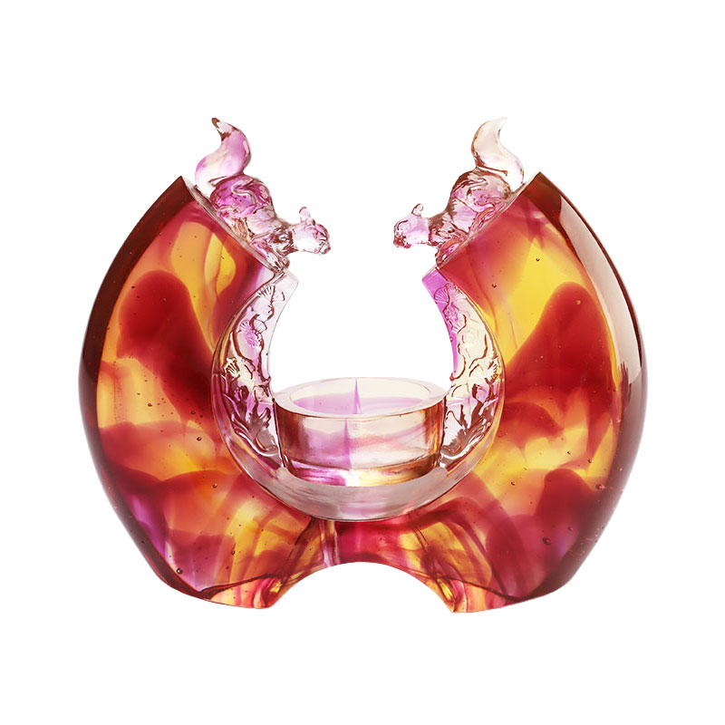 Lilla farvet glasur lysestage