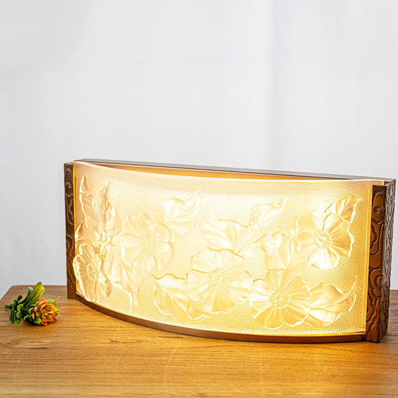 Dekorative lampepynt i glas med hibiscus blomstermønster