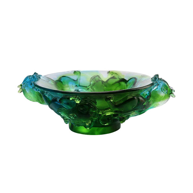 Gennemsigtigt grønt glas frugttallerken