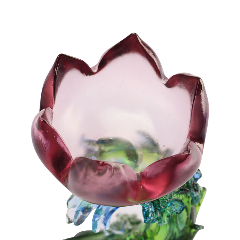 Krystalglas lysestage i lotus form