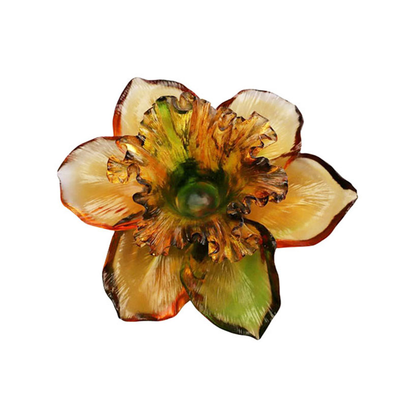 Kronbladformet lysestage af glas