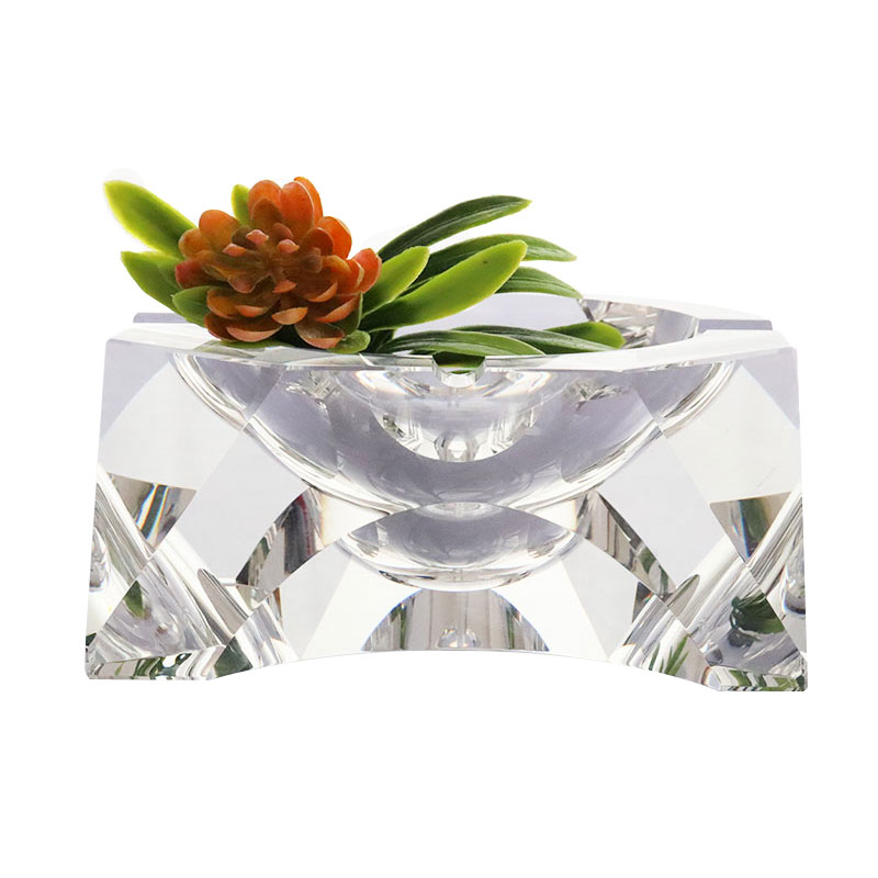 Enkelt geometrisk design gennemsigtigt glas krystal askebæger