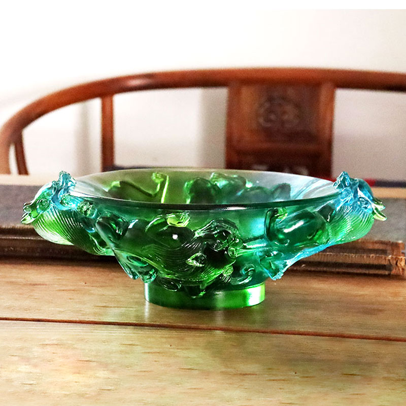 Gennemsigtigt grønt glas frugttallerken