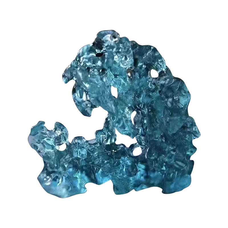 Klippeformede blåfarvede glaspynt