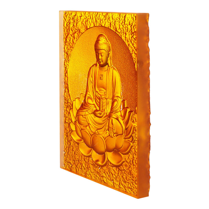 Orientalsk medicin Buddha gylden krystalglas mursten