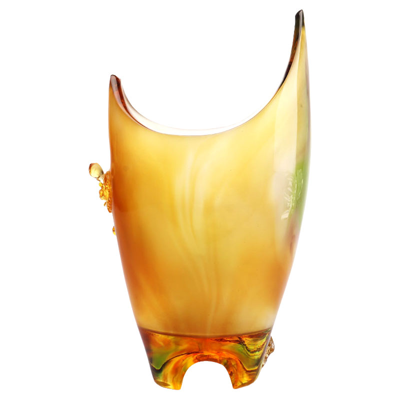 Boligdekorationer Blommeblomst Udskåret Design Amber Glas Vase