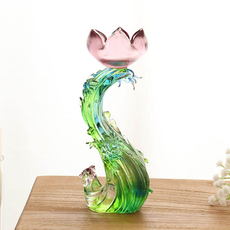 Krystalglas lysestage i lotus form