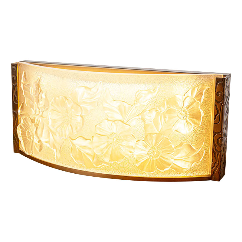 Dekorative lampepynt i glas med hibiscus blomstermønster