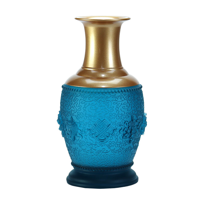 Kongeblå Otte lovende symboler buddhistiske alter krystalglas tilbud