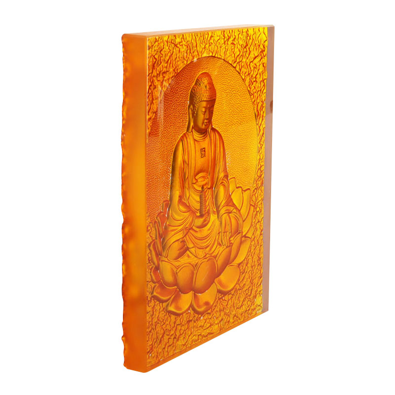 Orientalsk medicin Buddha gylden krystalglas mursten