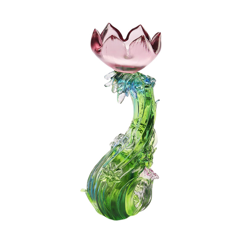 Krystalglas lysestage i lotus form