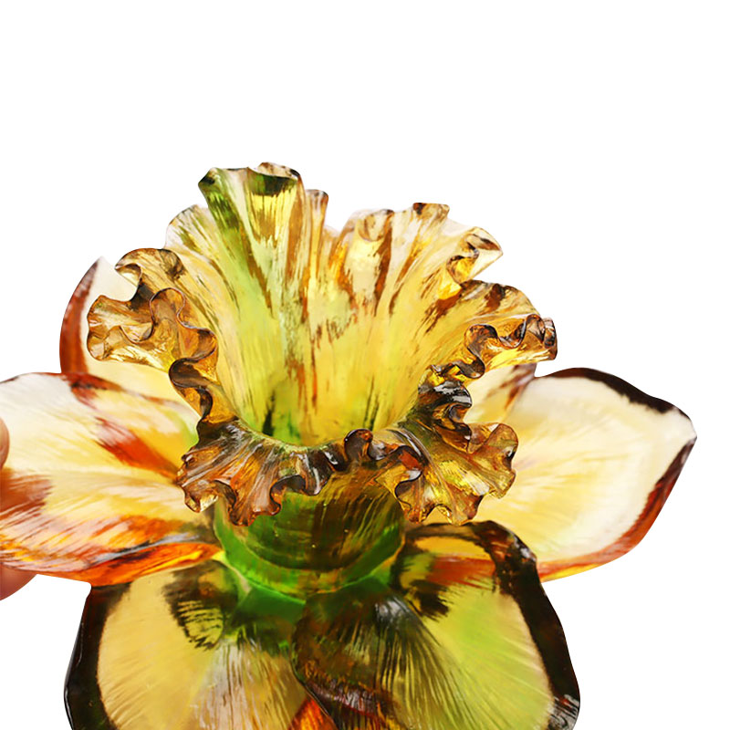 Kronbladformet lysestage af glas