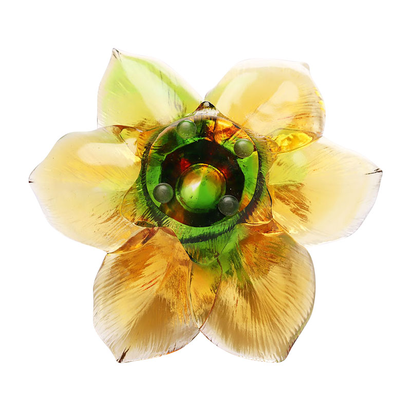 Kronbladformet lysestage af glas