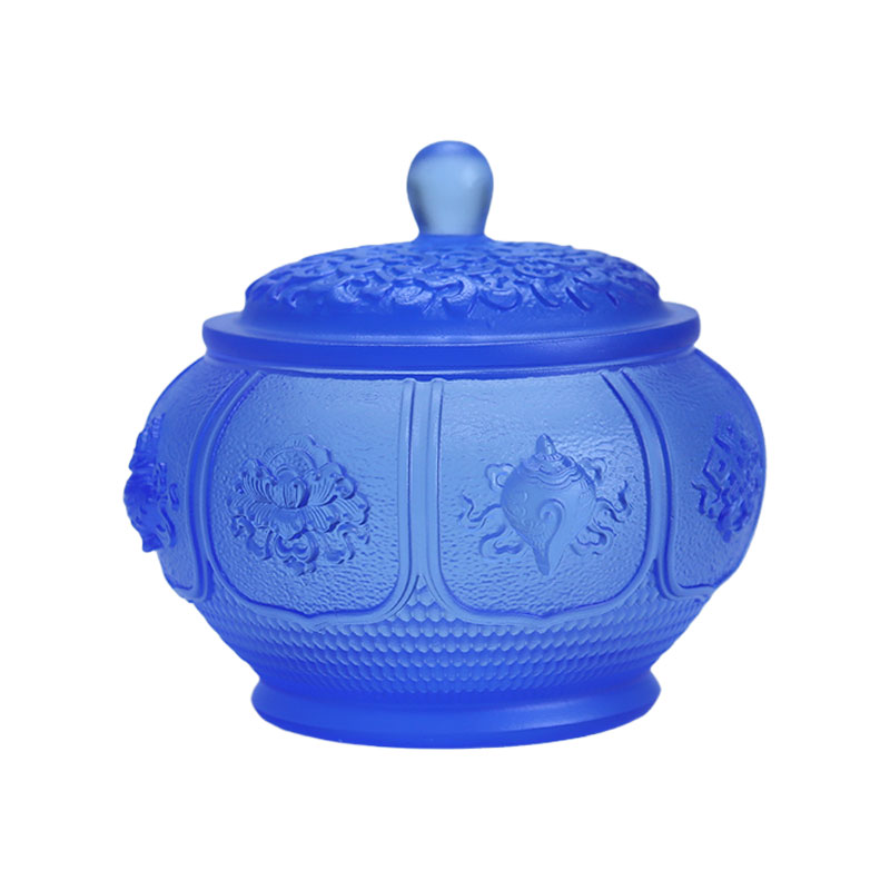 Otte Treasures Lotus-serien buddhistiske alter krystalglas tilbud sæt