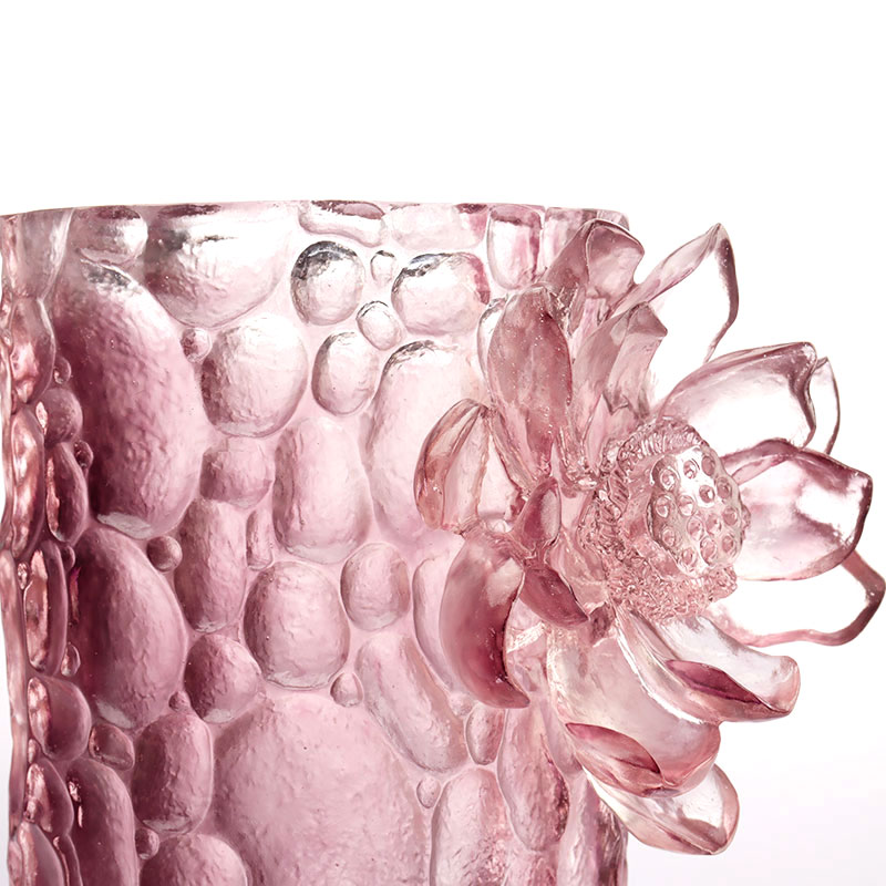 Pebble tekstur lilla pink glasvase