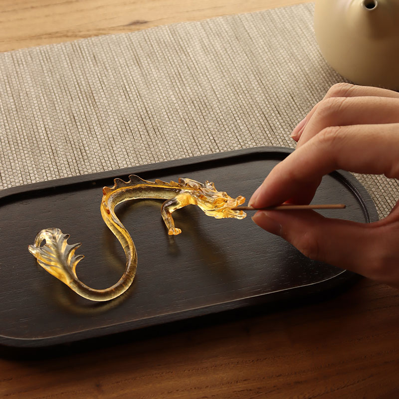 Golden Dragon Glas Røgelse Holder