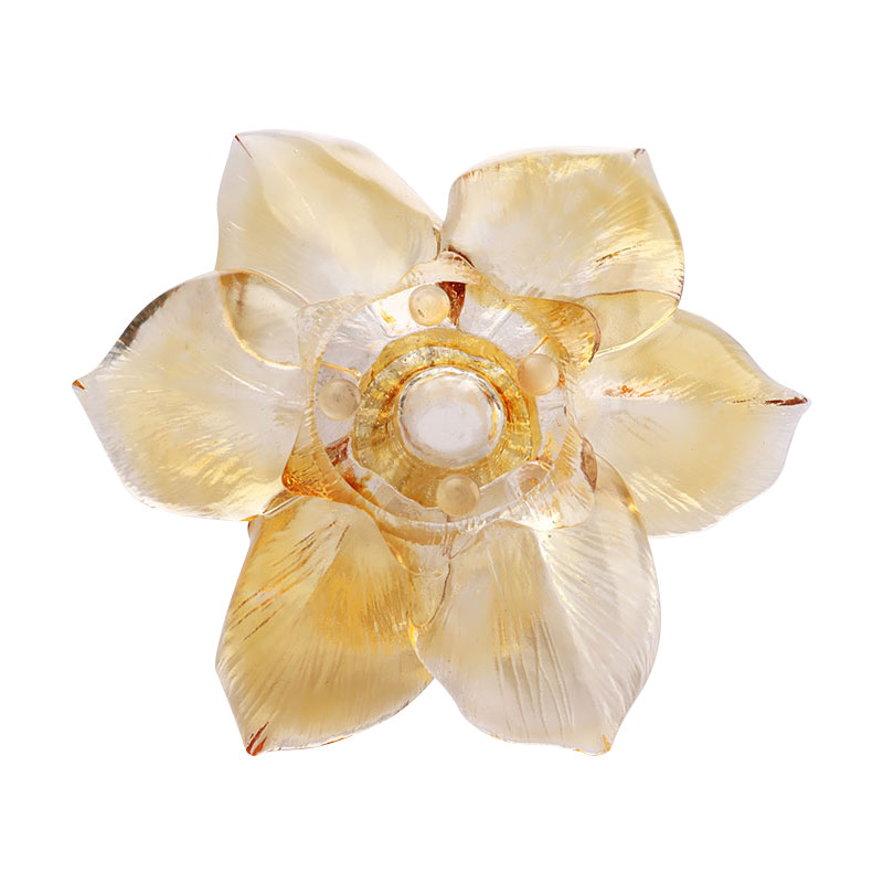 Kronbladformet lysestage af glas