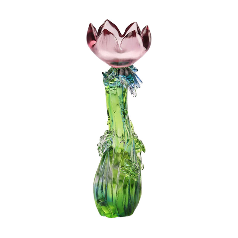 Krystalglas lysestage i lotus form