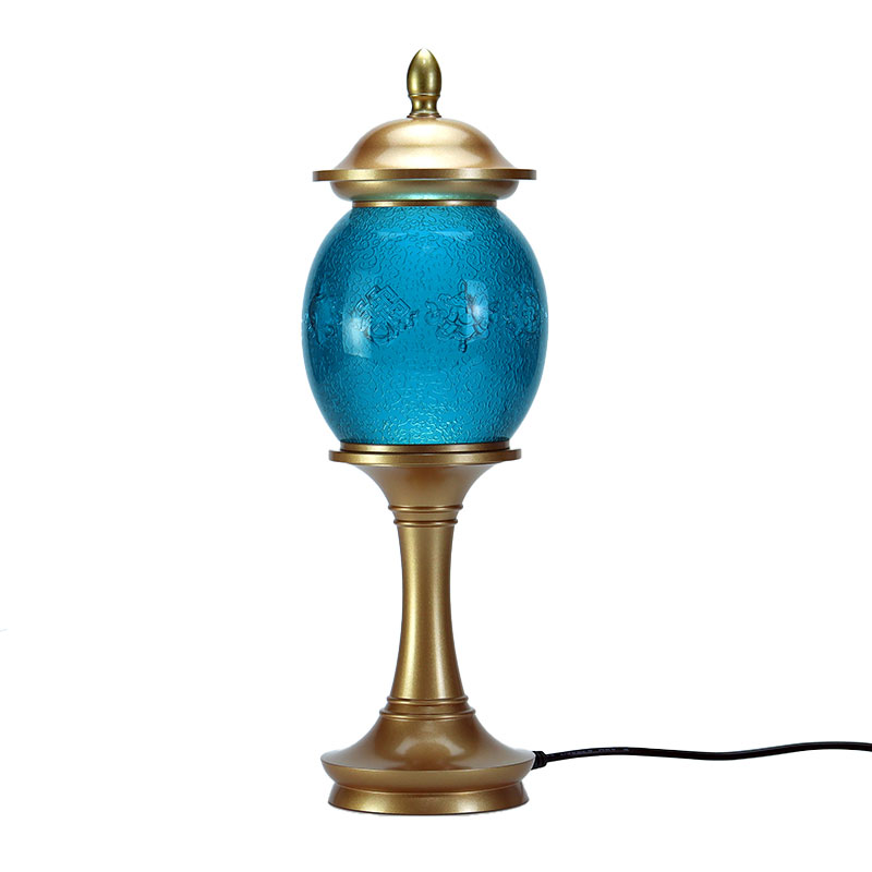 Kongeblå Otte lovende symboler buddhistiske alter krystalglas tilbud