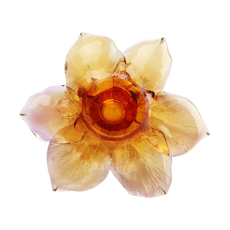 Kronbladformet lysestage af glas