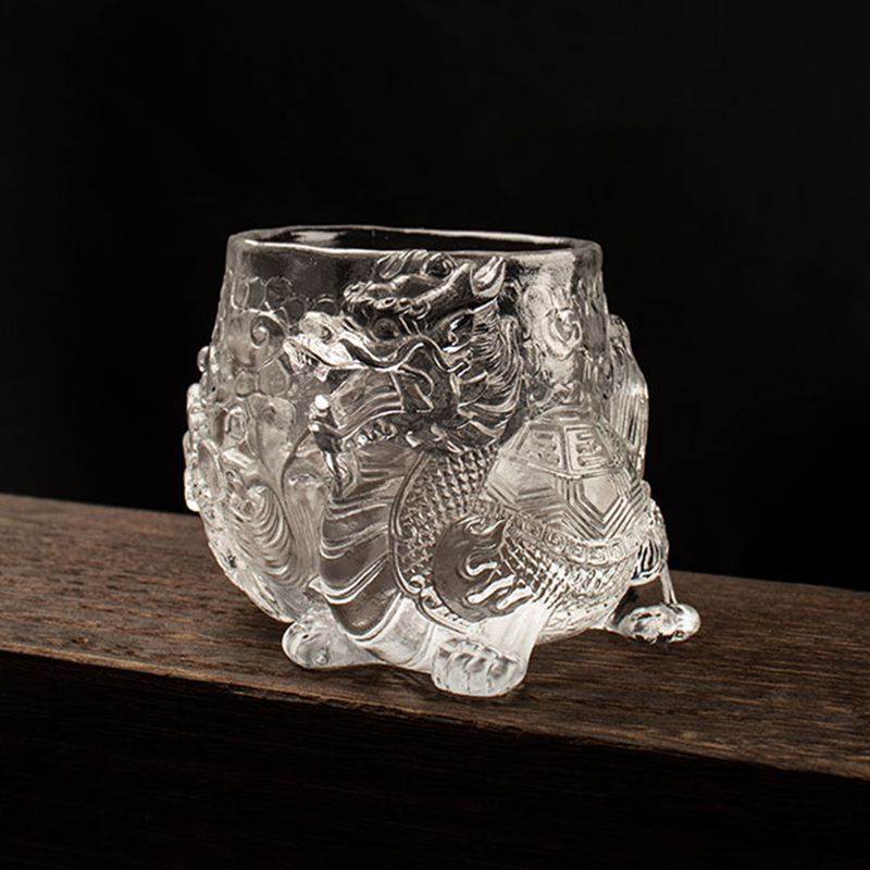 Antik Dragon relief glas vin kop te kop