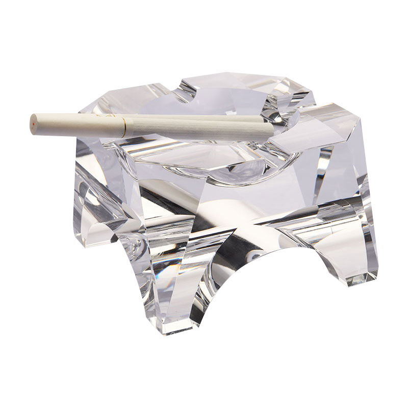 Enkelt geometrisk design gennemsigtigt glas krystal askebæger