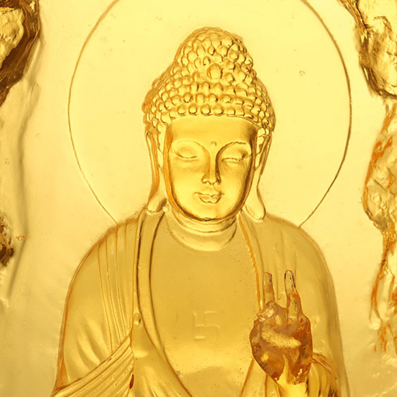 Tre vestlige hellige Buddha glasfigurer statue