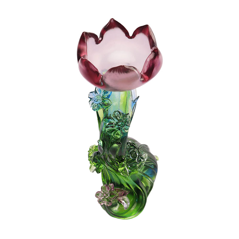 Krystalglas lysestage i lotus form