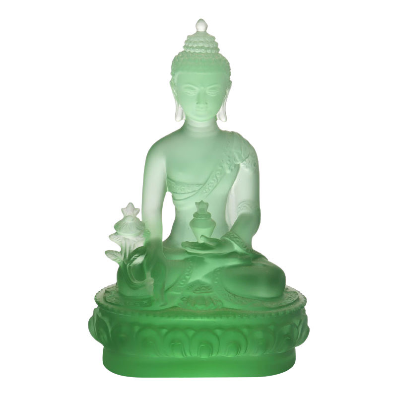 Farverig Liuli Crystal Medicine Buddha-statue