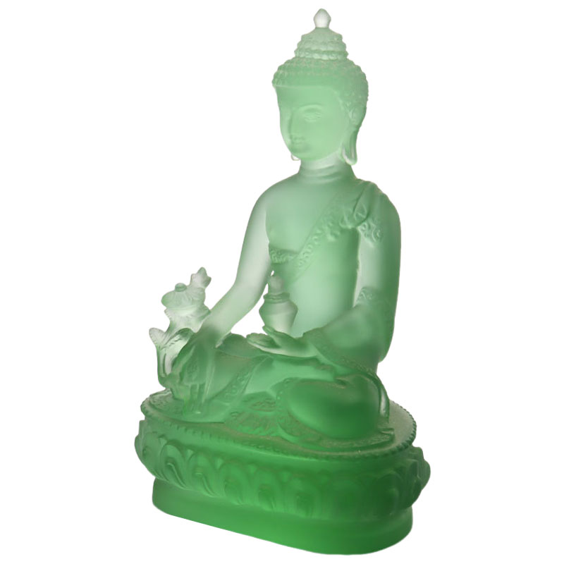 Farverig Liuli Crystal Medicine Buddha-statue