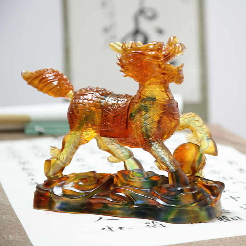 Krystalglas Kirin figurer Ornamenter