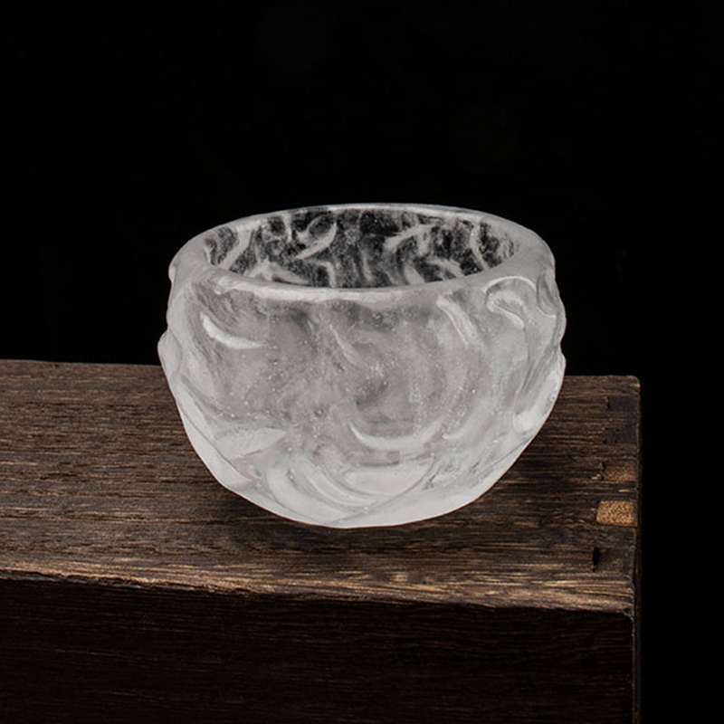 Boblemønster gennemsigtigt glas tekopper sæt til hjemmekontormødebrug